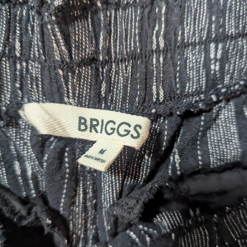 Briggs Striped Pants Womens M Black White Pull On Linen Blend Casual Boho - Picture 6 of 8